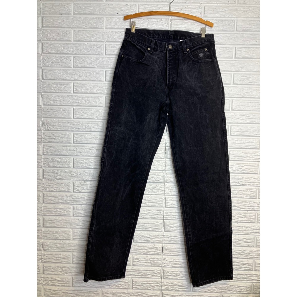 Harley-Davidson Relaxed Jeans Womens 34x36 Black Excellent Vintage Acid Wash